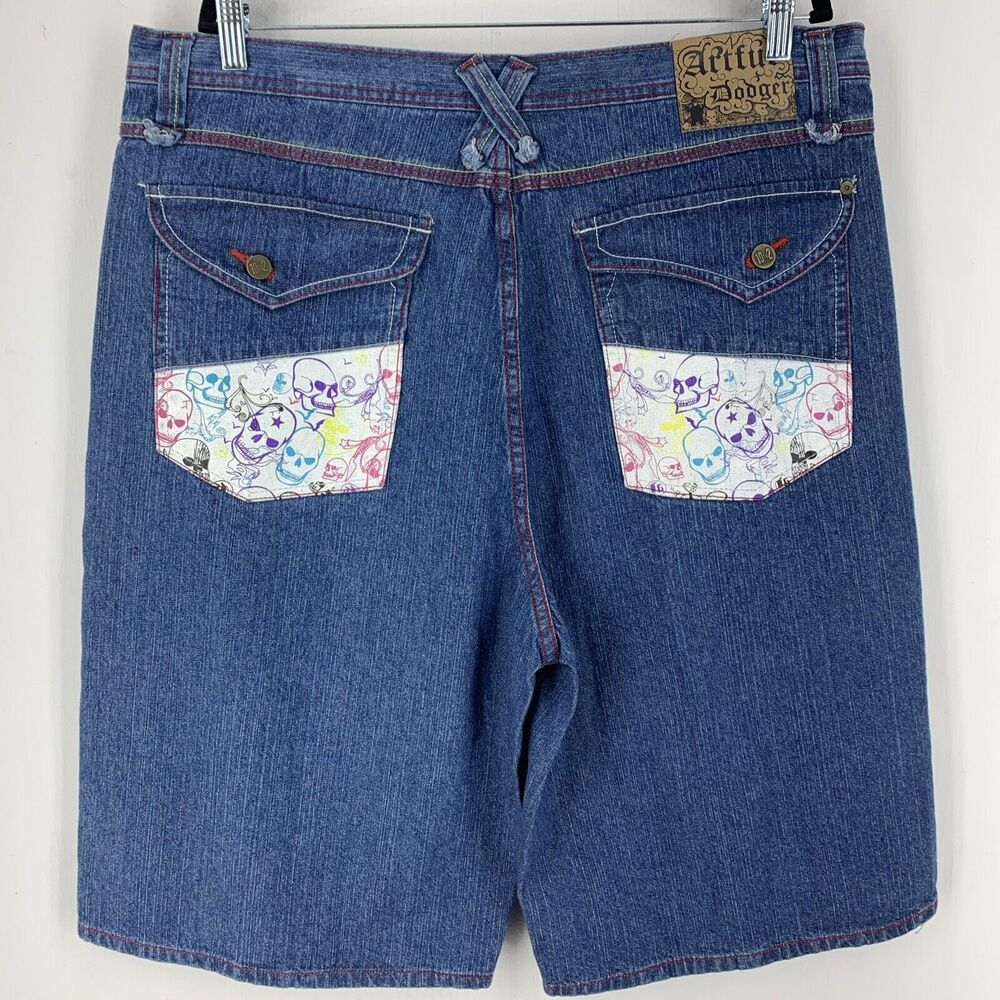 Vtg Artful Dodger Mens 40 Denim‎ Shorts Baggy Y2K Grunge Skater Street Wear NEW